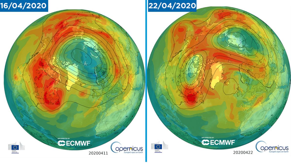 Ozone "hole" in April 16 and April 22 