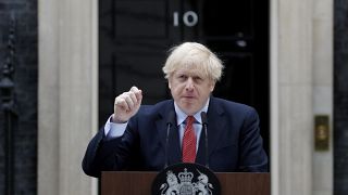 Boris Johnson spoke outside Downing Street on Monday in his first speech since recovering from COVID-19