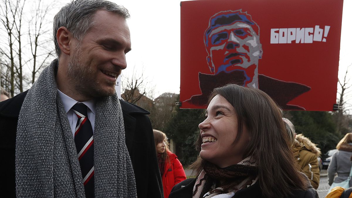 Zdenek Hrib at ceremony to rename a Prague square after Boris Nemtsov