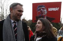 Zdenek Hrib at ceremony to rename a Prague square after Boris Nemtsov