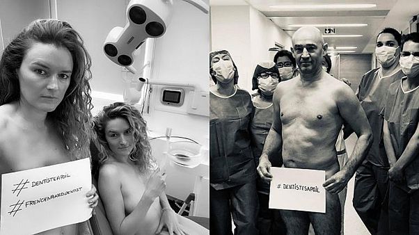 Fransa'da diş hekimleri, kişisel koruyucu malzeme ihtiyacına dikkati çekmek için sosyal medyada çıplak fotoğraflarını paylaşıyor Fransa'da diş hekimleri, kişisel koruyucu malzeme ihtiyacına dikkati çekmek için sosyal medyada çıplak fotoğraflarını paylaşıyor