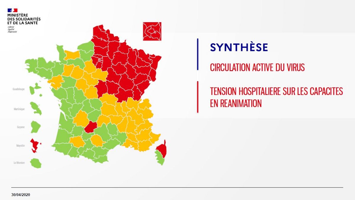 دولت فرانسه نقشه تقسیمات کشوری بر اساس شیوع ویروس کرونا را منتشر کرد