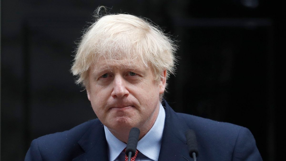 Monday, April 27, 2020, British Prime Minister Boris Johnson makes a statement on his first day back at work in Downing Street, London, after recovering from coronavirus