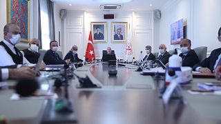 İçişleri Bakanı Süleyman Soylu'nun video konferans yöntemiyle düzenlediği bir toplantı
