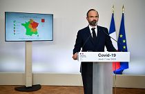 French Prime Minister Edouard Philippe speakds as he presents the details for the end of the country's lockdown, on May 7, 2020