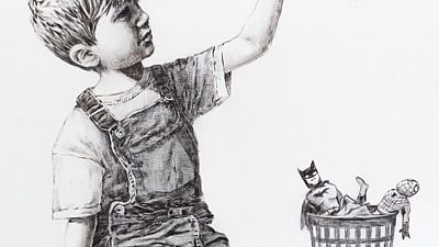 British street artist Banksy donated his latest piece to the University Hospital Southampton British street artist Banksy donated his latest piece to the University Hospital Southampton