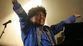 US rock legend Little Richard performs on the stage of the Terre Neuvas festival, 08 July 2006 in Bobital, western France.