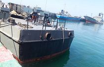 Image du Konarak, navire touché par un tir ami lors d’exercices en mer d'Oman, à quai de Jask dans le sud de l'Iran, le 11 mai 2020.