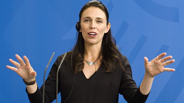 April 17, 2018, file photo, New Zealand Prime Minister Jacinda Ardern speaks to the media in Berlin April 17, 2018, file photo, New Zealand Prime Minister Jacinda Ardern speaks to the media in Berlin
