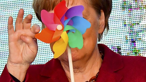 Archiv: Bundeskanzlerin Merkel bei der Eröffnung eines Windparks in Sassnitz (Photo by Tobias SCHWARZ / AFP) / ALTERNATIVE CROP Archiv: Bundeskanzlerin Merkel bei der Eröffnung eines Windparks in Sassnitz (Photo by Tobias SCHWARZ / AFP) / ALTERNATIVE CROP