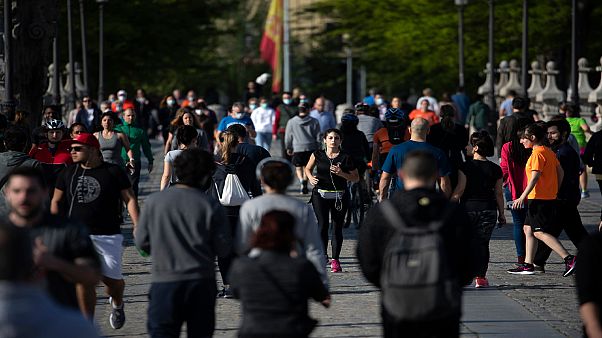 جسر توليدو في العاصمة الإسبانية مدريد في 3 مايو 2020. جسر توليدو في العاصمة الإسبانية مدريد في 3 مايو 2020.