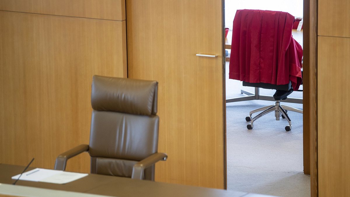 A judge's robe hangs over a chair before the second senate of the Germany's Federal Constitutional Court pronounces its verdict on the European Central Bank's (ECB) case