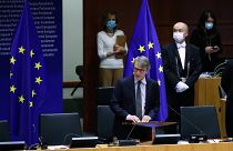 European Parliament President David Sassoli attends  a plenary session of the European Parliament in Brussels on May 13,  2020