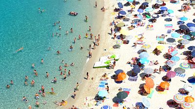 Crowded beach in Italy Crowded beach in Italy