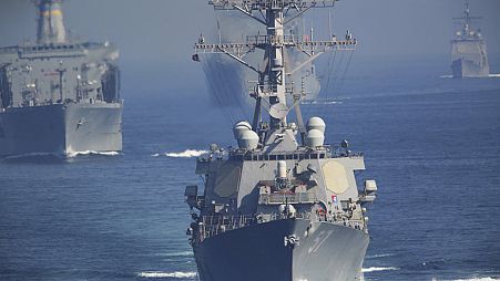 عکس تزیینی است؛ ناو USS Mitscher آمریکا در خلیج فارس، سال ۲۰۱۸ میلادی
