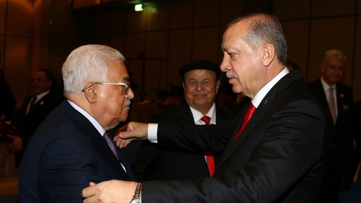 Filistin Devlet Başkanı Mahmud Abbas ve Türkiye Cumhurbaşkanı Recep Tayyip Erdoğan