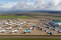 Aviones aparcados en el aeropuerto de Teruel