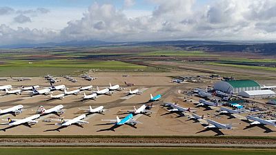 Aviones aparcados en el aeropuerto de Teruel