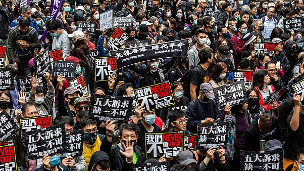 Hong Kong protestolarından bir kare Hong Kong protestolarından bir kare