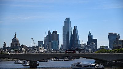 Waterloo Bridge e la skyline di Londra, Regno Unito