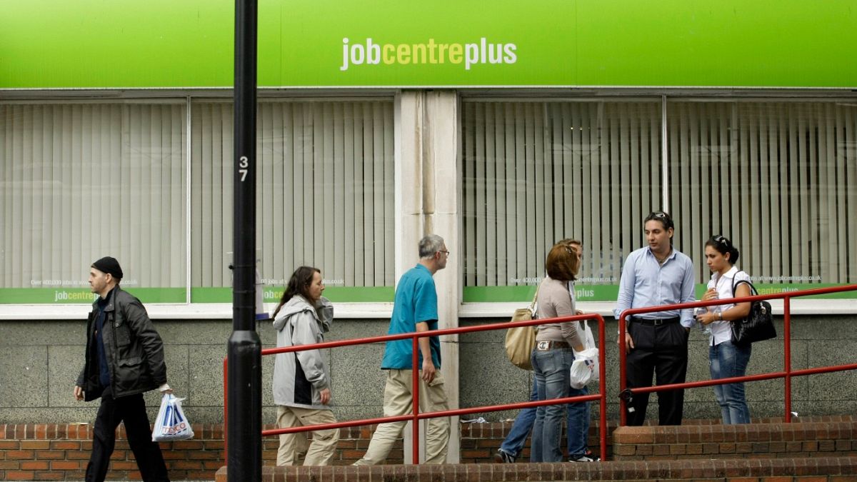 People attending a job centre plus office in the United Kingdom