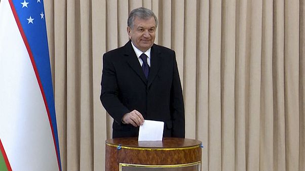 Uzbekistan's President Shavkat Mirziyoyev poses for a photo during the parliamentary elections at at a polling station in Tashkent, Uzbekistan, Sunday, Dec. 22, 2019 Uzbekistan's President Shavkat Mirziyoyev poses for a photo during the parliamentary elections at at a polling station in Tashkent, Uzbekistan, Sunday, Dec. 22, 2019