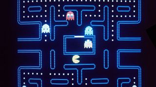 This close up view of a monitor shows the electronic video game Pac-Man in 1983. (AP Photo)