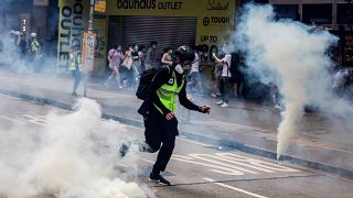 Hundreds protested against the new security law in Hong Kong