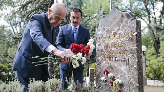 Devlet Bahçeli, MHP'nin kurucu lideri Alparslan Türkeş'in mezarına karanfil bıraktı