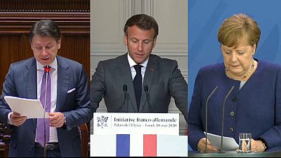 Giuseppe Conte/Emmanuel Macron/Angela Merkel