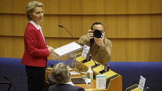 European Commission President Ursula von der Leyen addresses the European Parliament