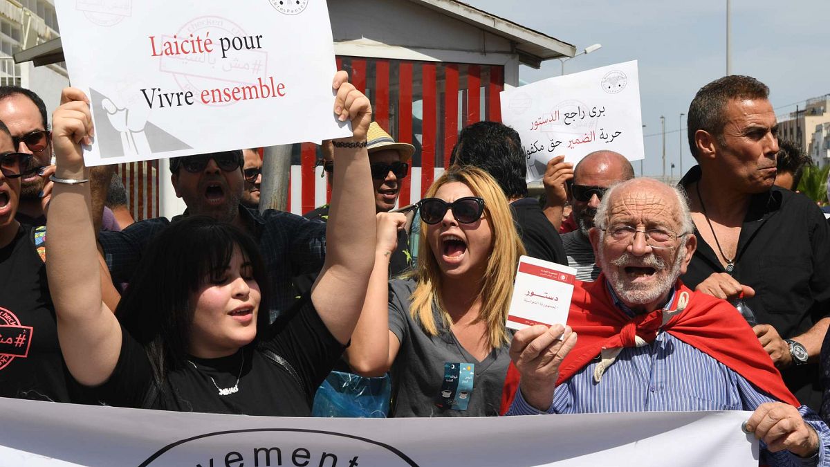 مظاهرة في تونس للتنديد باعتقالات غير الصائمين، 27 مايو / أيار 2018