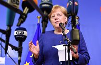 Angela Merkel speaking in Brussels