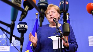 Angela Merkel speaking in Brussels