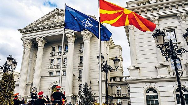 NATO - NORTH MACEDONIA FLAGS NATO - NORTH MACEDONIA FLAGS