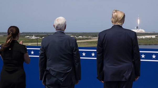 President Donald Trump, Vice President Mike Pence and Karen Pence view the SpaceX flight to the International Space Station, at Kennedy Space Center, Saturday, May 30 President Donald Trump, Vice President Mike Pence and Karen Pence view the SpaceX flight to the International Space Station, at Kennedy Space Center, Saturday, May 30