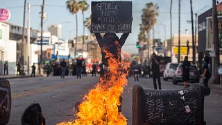 جانب من الاحتجاجات في لوس أنجليس