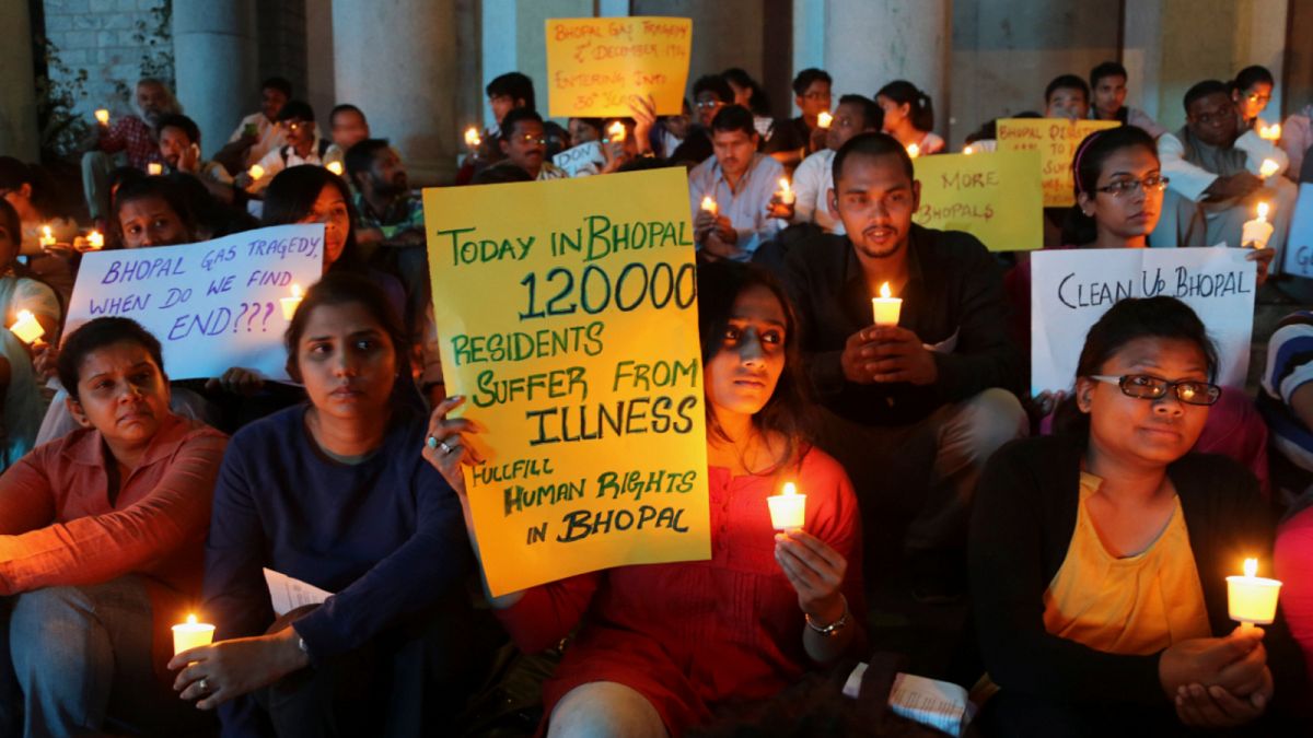 مظاهرة مطالبة بتعويض سكان بوبال