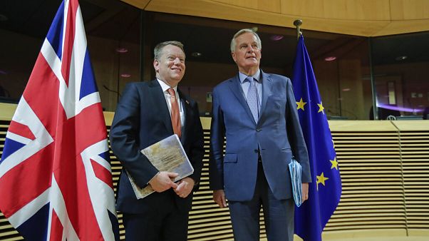 European Union chief Brexit negotiator Michel Barnier and British Prime Minister's Europe adviser David Frost during the start of the first round of post -Brexit. European Union chief Brexit negotiator Michel Barnier and British Prime Minister's Europe adviser David Frost during the start of the first round of post -Brexit.