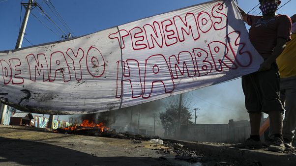 Manifestación demandando ayudas al Gobierno chileno para los afectados por la pandemia Manifestación demandando ayudas al Gobierno chileno para los afectados por la pandemia