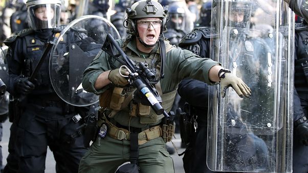 Police begin to clear demonstrators in Washington. Police begin to clear demonstrators in Washington.