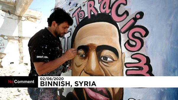 Homenaje a George Floyd en Binnish, Siria Homenaje a George Floyd en Binnish, Siria