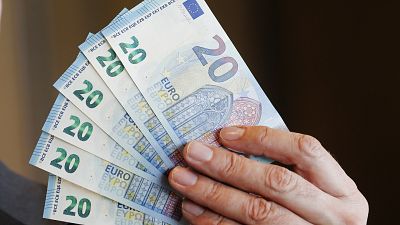 New 20 Euro bank notes are displayed in Frankfurt, Germany, 2015.