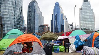 Campamento de inmigrantes en Santiago de Chile