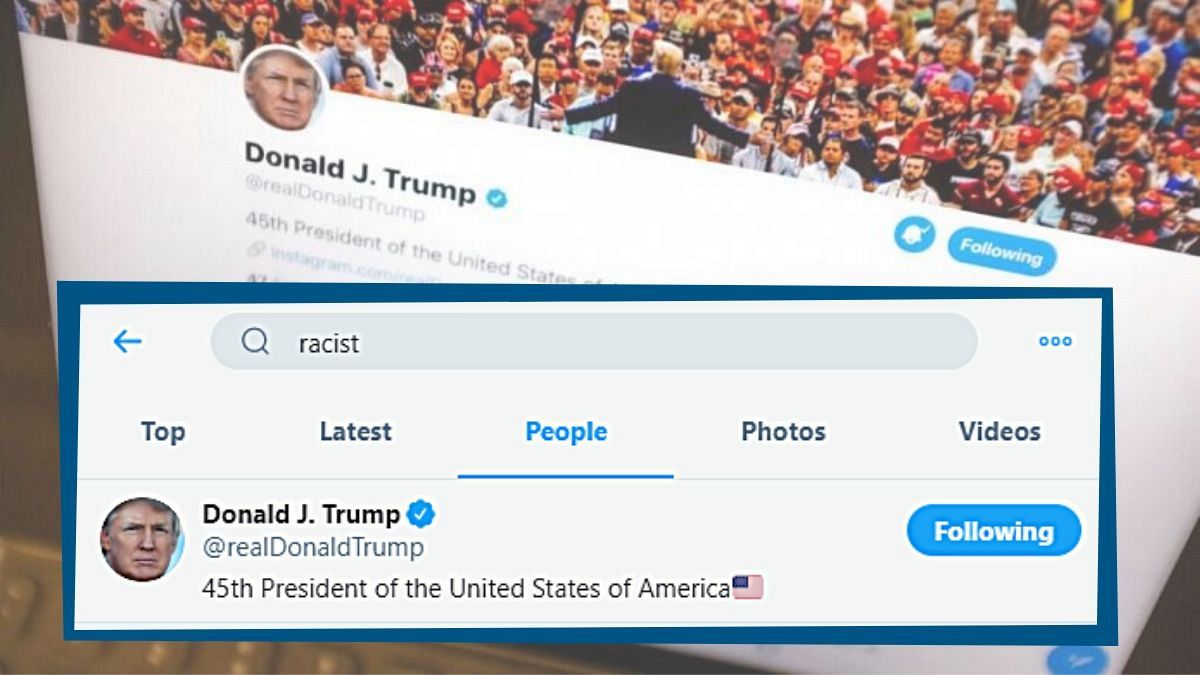 نتیجه جستجوی کلمه نژادپرست در بخش کاربران توئیتر 