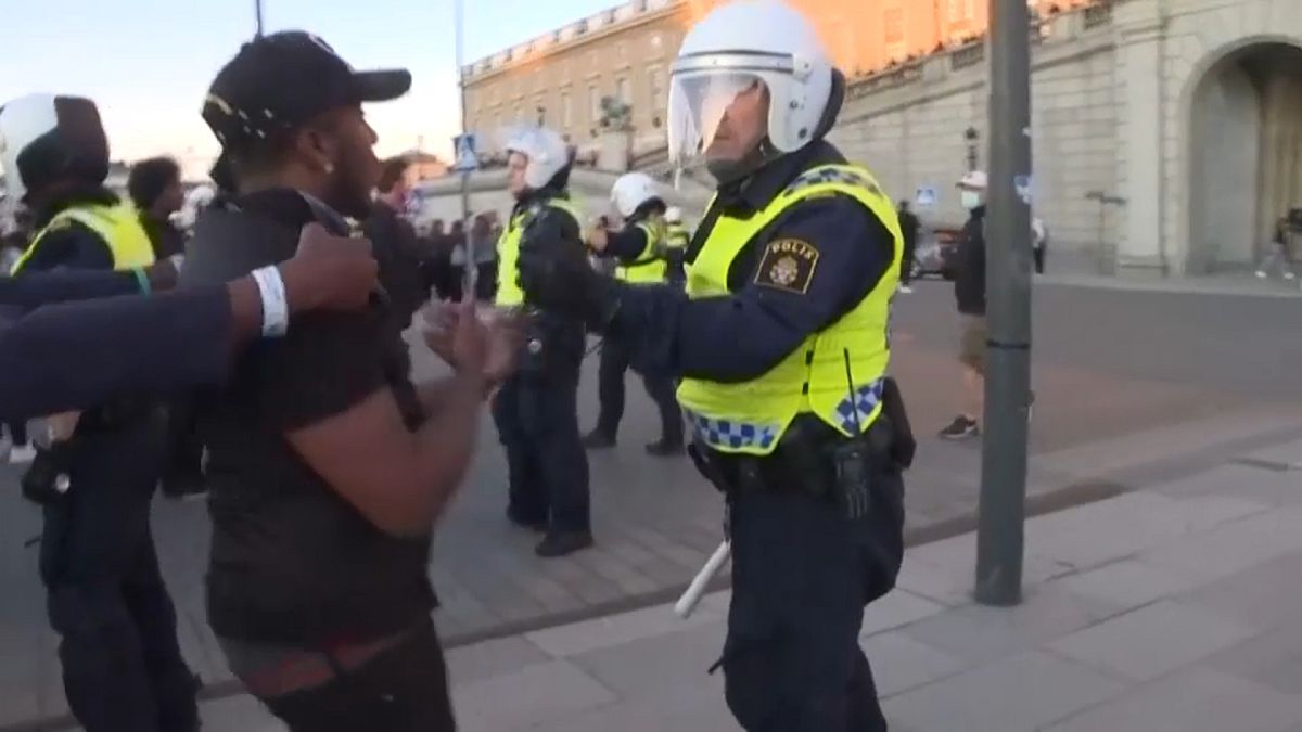 Szene der Demonstration in Stockholm