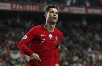Portugal's Cristiano Ronaldo during the Euro 2020 group B qualifying soccer match between Portugal and Lithuania Nov. 14, 2019.