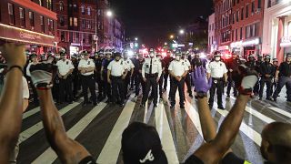 Protesters take a knee in New York City on Thursday, June 4, 2020