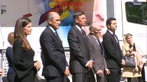 Janez Janša, Primer ministro de Eslovenia, Borut Pahor, Presidente, Janko Maček, vicepresidente de la asociación Nova Zaveza y Matej Tonin, Minister de Defensa