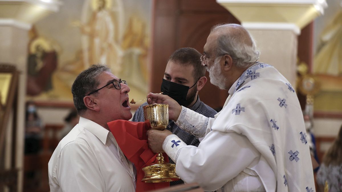 Virus Outbreak Holy Communion Orthodox